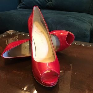 Ivanka Trump Cleo 5 Red Peep Toe Pumps